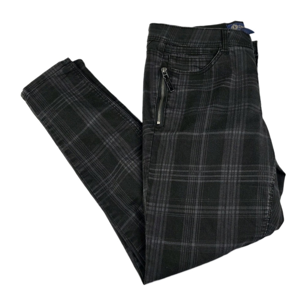 Democracy Jeans Womens Size 10 "Ab"solution Black Plaid Skinny Side‎ Zip - Picture 3 of 8